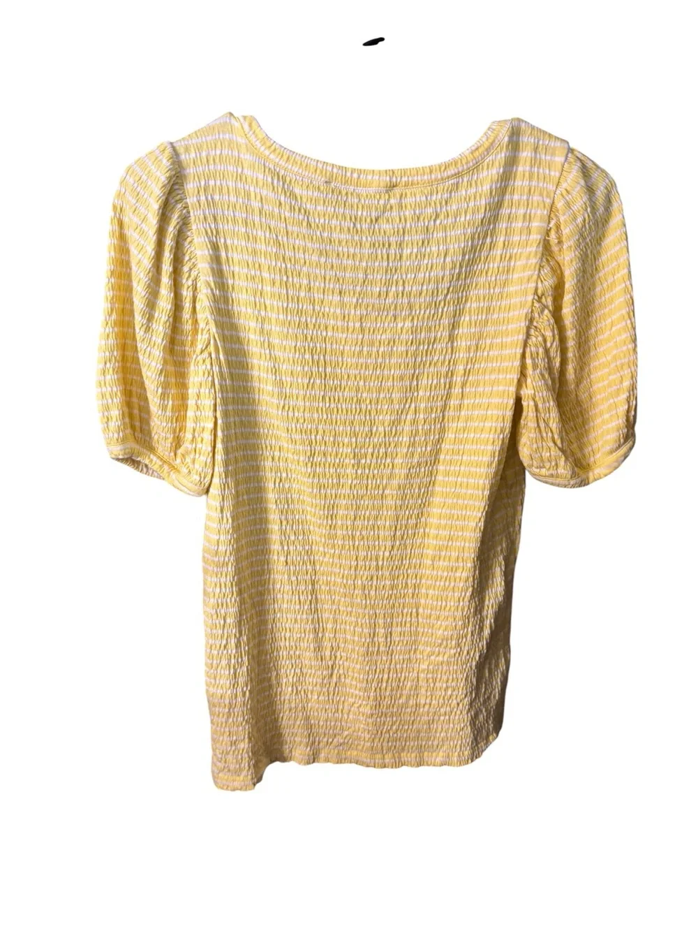 LOFT Yellow Textured Scoop-Neck Puff Sleeve Tee
